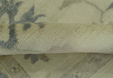 Hand Knotted Beige And Blue Traditional Oushak Design 9x11 Wool Area Rug