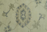 Hand Knotted Beige And Blue Traditional Oushak Design 9x11 Wool Area Rug