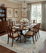 Hand Knotted Beige and Blue Traditional Oushak Design Wool Rug