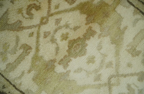 Hand Knotted Beige and Brown Heriz Serapi Traditional Oushak Wool Rug | N349266-Area Rug-Parc Decor