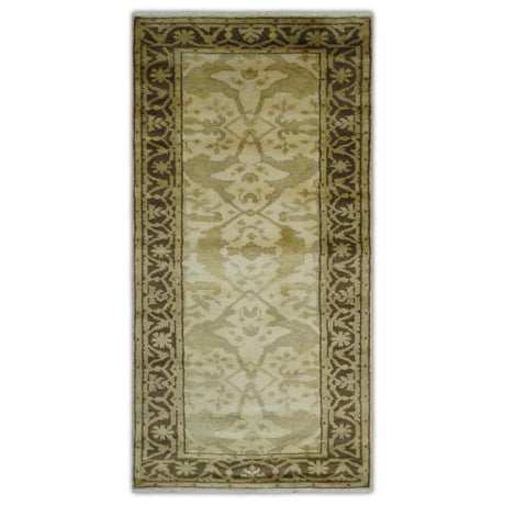 Hand Knotted Beige and Brown Heriz Serapi Traditional Oushak Wool Rug | N349266-Area Rug-Parc Decor