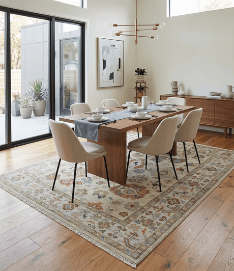 Hand Knotted Beige and Brown Traditional Oushak Wool Area Rug