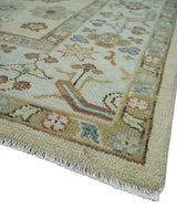 Hand Knotted Beige and Brown Traditional Oushak Wool Area Rug