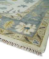 Hand Knotted Beige And Gray Traditional Oushak Wool Rug