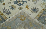 Hand Knotted Beige And Gray Traditional Oushak Wool Rug