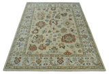 Hand Knotted Beige and Ivory Multi Size Traditional Oushak Wool Area Rug