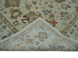 Hand Knotted Beige and Ivory Multi Size Traditional Oushak Wool Area Rug