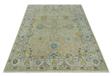 Hand Knotted Beige and Ivory Traditional Floral Wool Area Rug