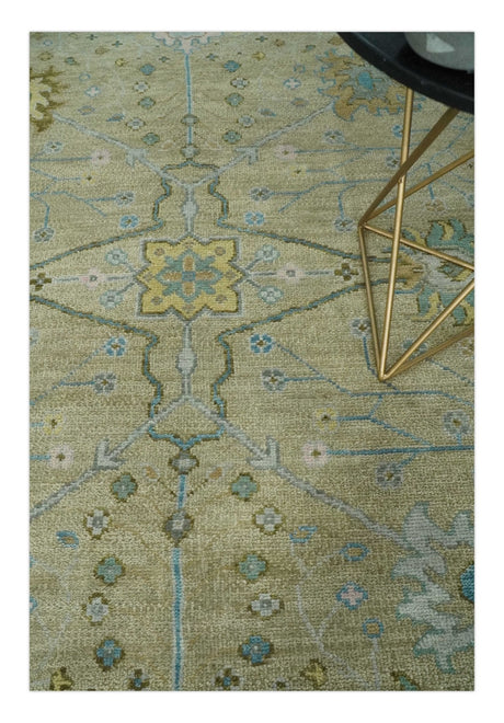 Hand Knotted Beige and Ivory Traditional Floral Wool Area Rug