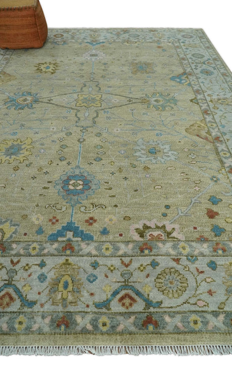 Hand Knotted Beige and Ivory Traditional Floral Wool Area Rug
