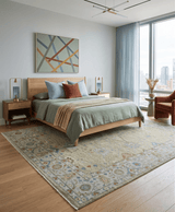Hand Knotted Beige and Ivory Traditional Floral Wool Area Rug