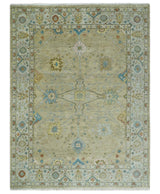Hand Knotted Beige and Ivory Traditional Floral Wool Area Rug