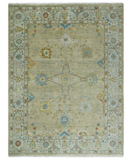 Hand Knotted Beige and Ivory Traditional Floral Wool Area Rug