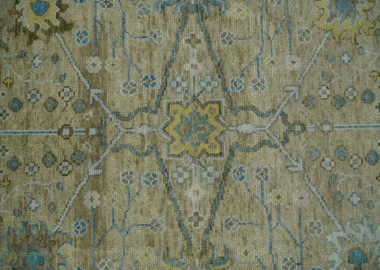 Hand Knotted Beige, Ivory and Gray Traditional Oushak Custom Made Wool Rug