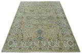 Hand Knotted Beige, Ivory and Gray Traditional Oushak Custom Made Wool Rug