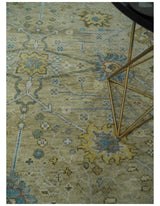 Hand Knotted Beige, Ivory and Gray Traditional Oushak Custom Made Wool Rug