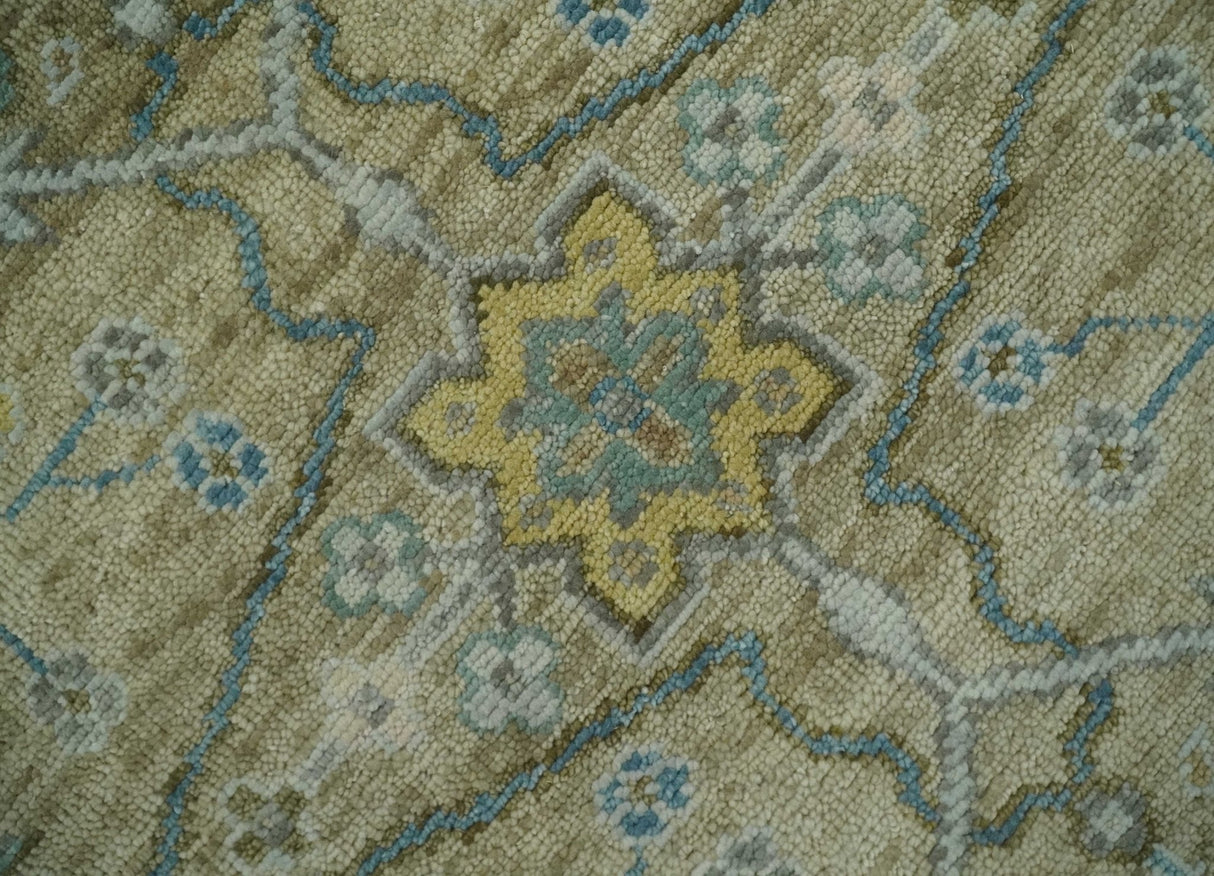 Hand Knotted Beige, Ivory and Gray Traditional Oushak Custom Made Wool Rug