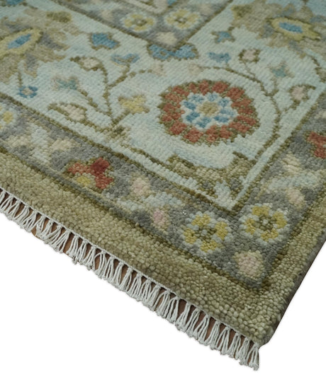 Hand Knotted Beige, Ivory and Gray Traditional Oushak Custom Made Wool Rug