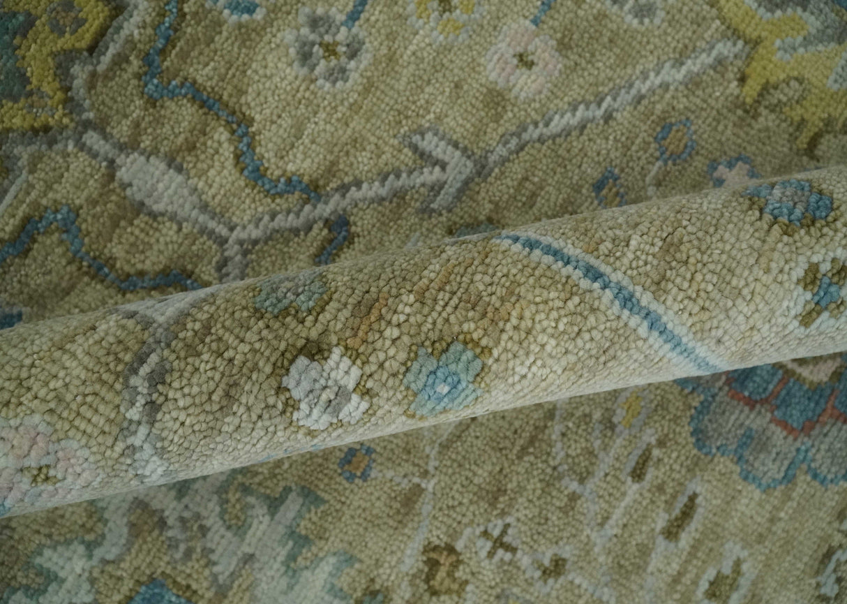 Hand Knotted Beige, Ivory and Gray Traditional Oushak Custom Made Wool Rug