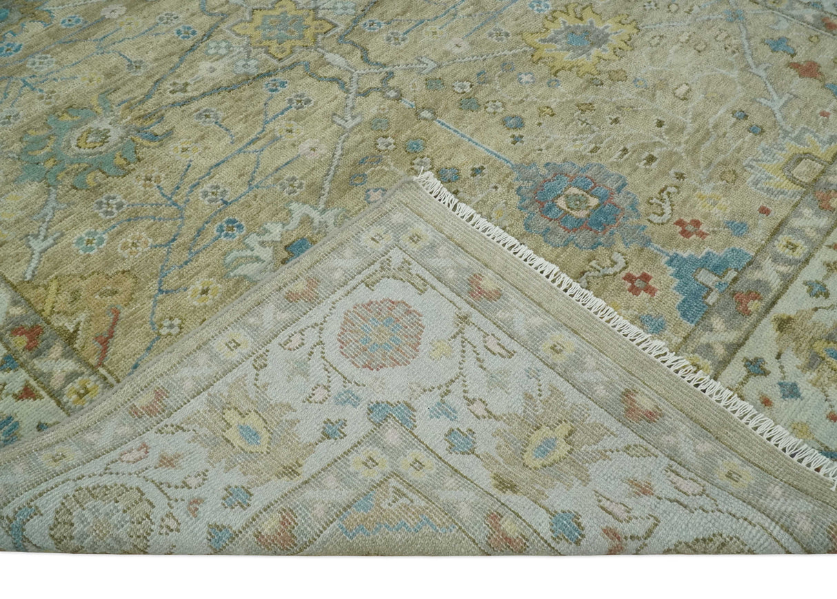 Hand Knotted Beige, Ivory and Gray Traditional Oushak Custom Made Wool Rug