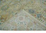 Hand Knotted Beige, Ivory and Gray Traditional Oushak Custom Made Wool Rug