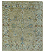 Hand Knotted Beige, Ivory and Gray Traditional Oushak Custom Made Wool Rug