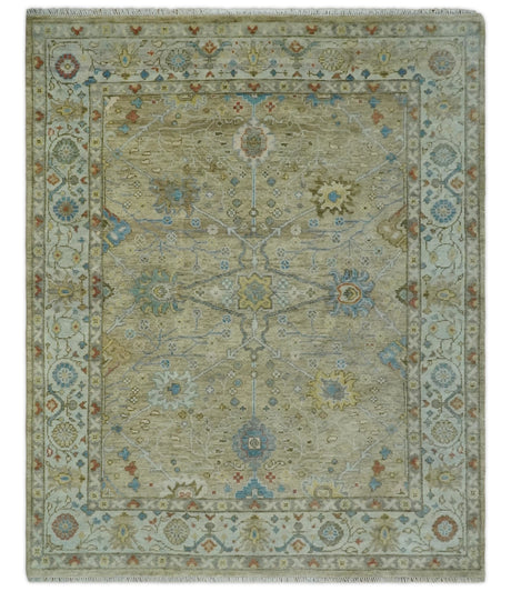 Hand Knotted Beige, Ivory and Gray Traditional Oushak Custom Made Wool Rug
