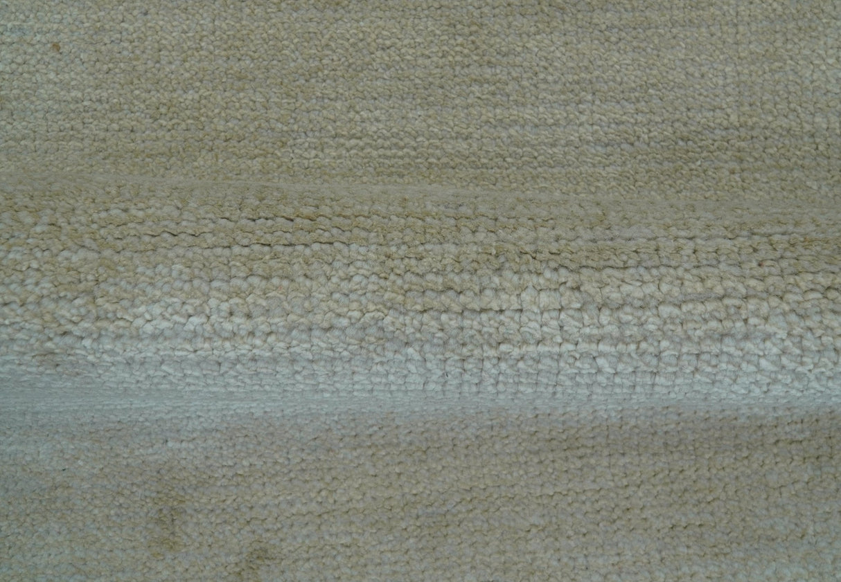 Hand Knotted Beige Modern Solid Design Wool And Silk Rug