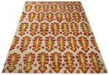Hand Knotted Beige, Rust and Gold Modern Contemporary Southwestern Tribal Trellis Recycled Silk Area Rug