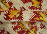 Hand Knotted Beige, Rust and Gold Modern Contemporary Southwestern Tribal Trellis Recycled Silk Area Rug