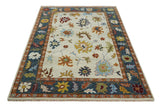 Hand Knotted Beige, Teal and Rust Traditional Oushak Multi size Wool Area Rug