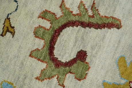 Hand Knotted Beige, Teal and Rust Traditional Oushak Multi size Wool Area Rug