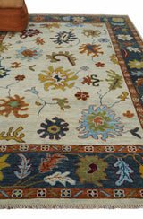 Hand Knotted Beige, Teal and Rust Traditional Oushak Multi size Wool Area Rug