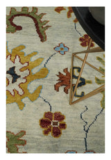 Hand Knotted Beige, Teal and Rust Traditional Oushak Multi size Wool Area Rug