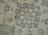 Hand Knotted Beige Traditional Oushak Design 9x12 Wool Rug