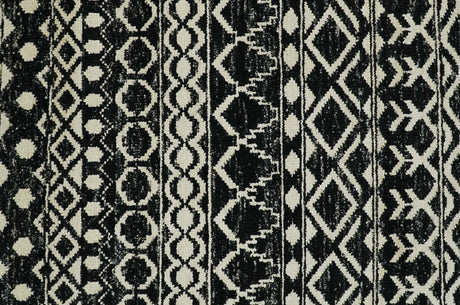 Hand Knotted Black and Ivory Modern Contemporary Southwestern Tribal Trellis Recycled Silk Area Rug