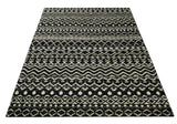 Hand Knotted Black and Ivory Modern Contemporary Southwestern Tribal Trellis Recycled Silk Area Rug