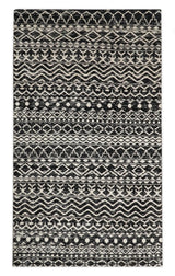 Hand Knotted Black and Ivory Modern Contemporary Southwestern Tribal Trellis Recycled Silk Area Rug