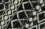 Hand Knotted Black and Ivory Modern Contemporary Southwestern Tribal Trellis Recycled Silk Area Rug