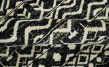 Hand Knotted Black and Ivory Modern Contemporary Southwestern Tribal Trellis Recycled Silk Area Rug