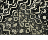 Hand Knotted Black and Ivory Modern Contemporary Southwestern Tribal Trellis Recycled Silk Area Rug