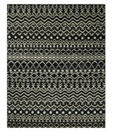 Hand Knotted Black and Ivory Modern Contemporary Southwestern Tribal Trellis Recycled Silk Area Rug