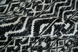 Hand Knotted Black and Ivory Modern Contemporary Tribal Trellis Recycled Silk Area Rug