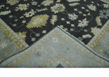 Hand Knotted Black, Beige and Silver Traditional Oushak Wool Rug