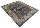 Hand Knotted Blue and Beige Persian Design Wool Rug