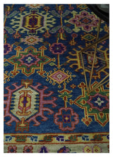 Hand Knotted Blue and Beige Persian Design Wool Rug
