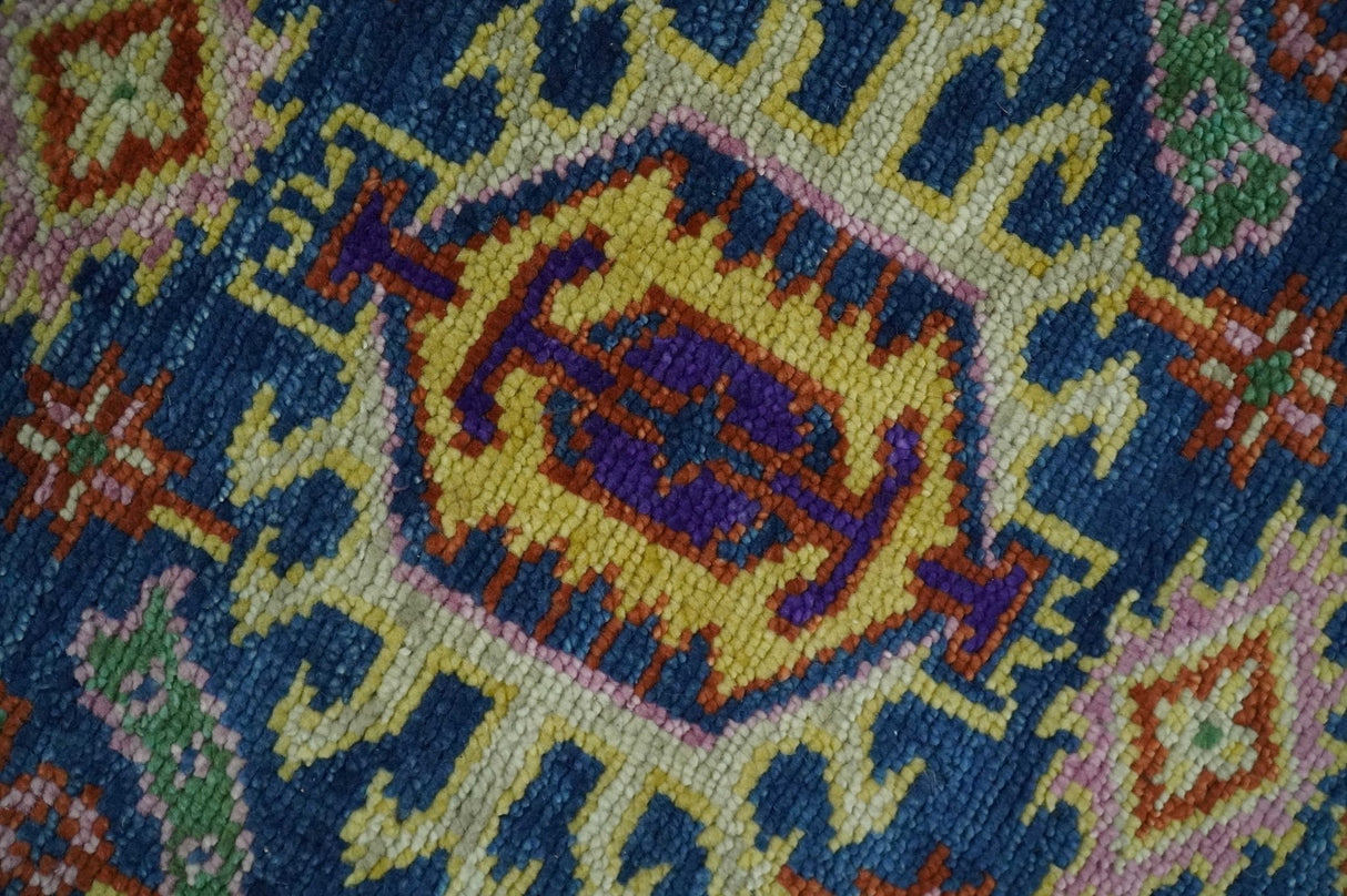 Hand Knotted Blue and Beige Persian Design Wool Rug