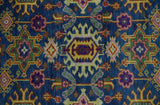 Hand Knotted Blue and Beige Persian Design Wool Rug