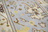 Hand Knotted Blue and Beige Traditional Oushak Wool Area Rug
