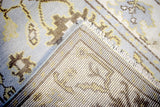 Hand Knotted Blue and Beige Traditional Oushak Wool Area Rug
